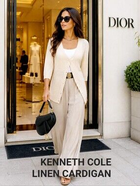 Kenneth Cole Linen Cardigan / L
